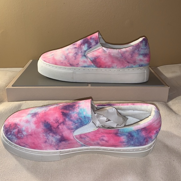 ☂️ NEW Qupid Pink Blue Tie Dye Slip On Sneakers Y2K Pastel Festival Shoes 9 - Picture 7 of 10